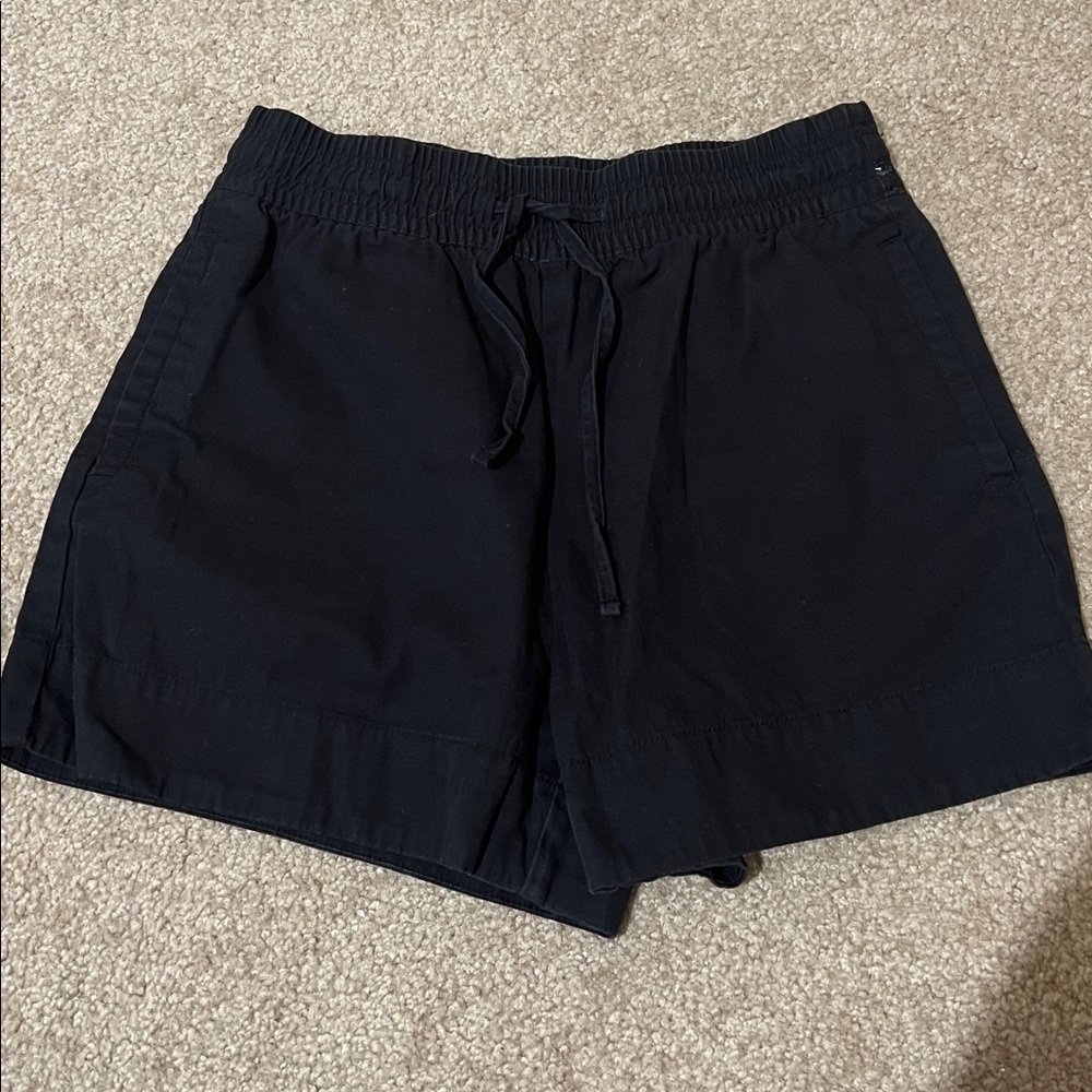 Women's Black Drawstring Elastic-Waist Shorts
